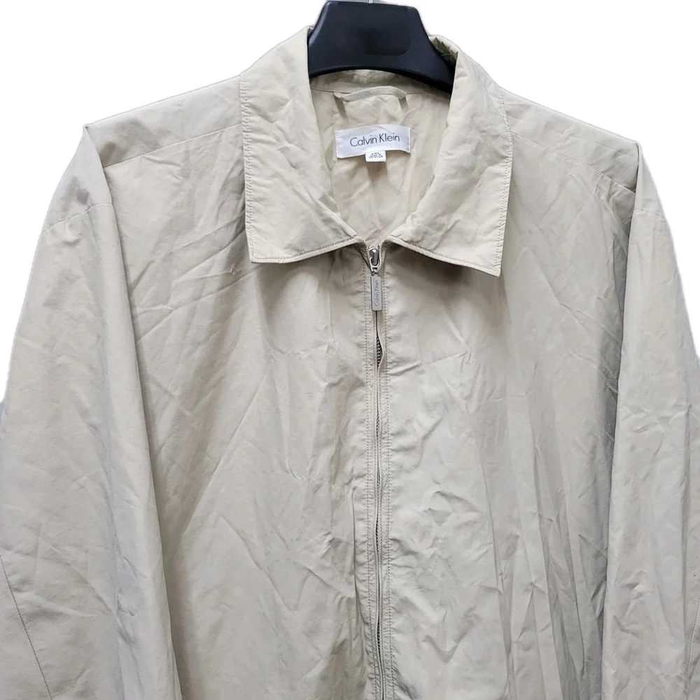 Calvin Klein Men's Beige Full-Zip Collared Long-Sleeves Jacket Size XXL